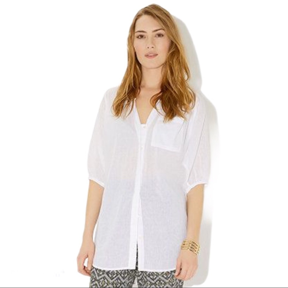 MONSOON Rawnie Beach Shirt/Coverup With Button Front & Pocket Coral Pink Small